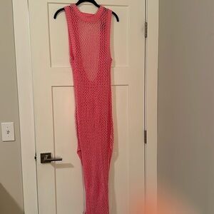 Beach Riot bubblegum pink crocheted beach dress size small